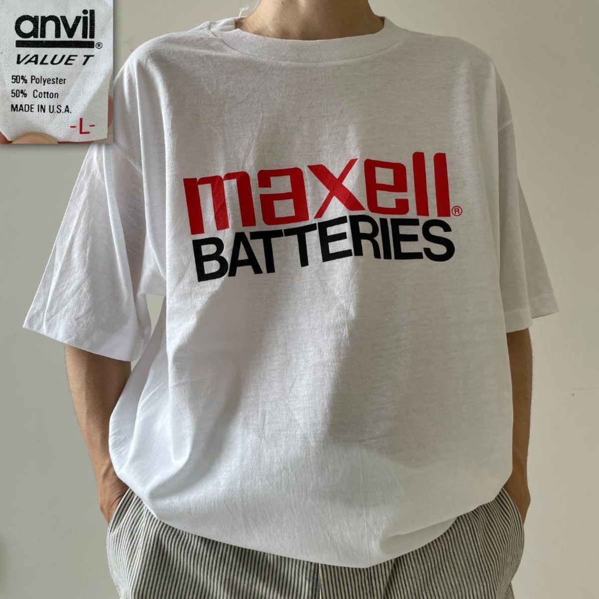 GF110 80s Tシャツ プロモ 企業 マクセル maxell バッテリー 