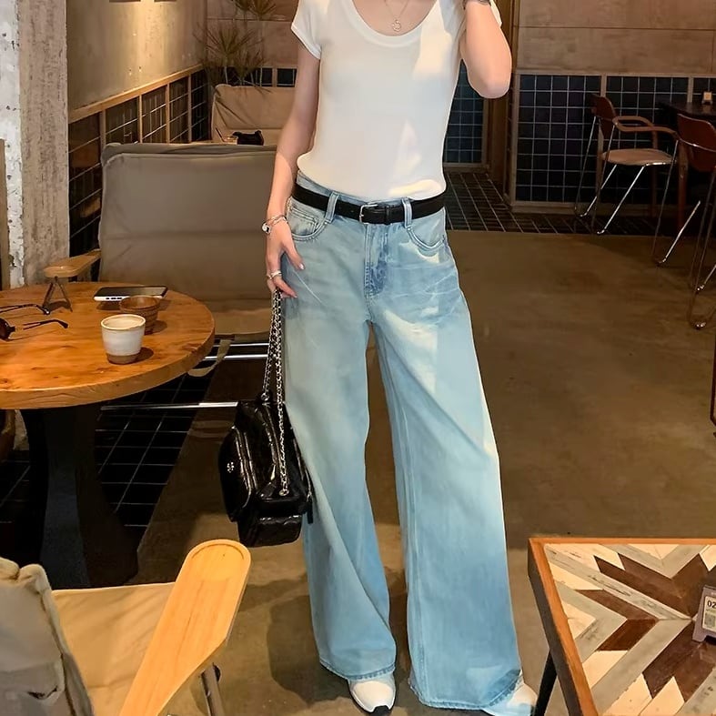 ワイド ストレート ロング丈 デニムパンツ 1color APA0090