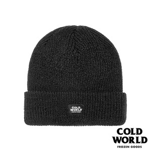 【COLD WORLD FROZEN GOODS/コールドワールドフローズングッズ】COLD LABEL BEANIE ニット帽 / BLACK ブラック