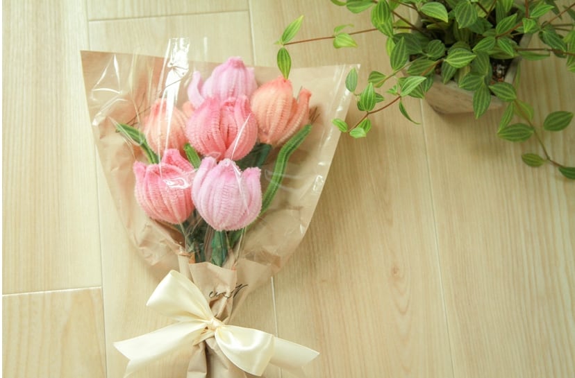 モールフラワー【がね〜しゃ様専用】チューリップの花束,一輪ブーケ