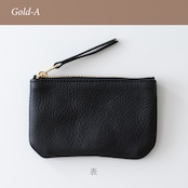 革のフラットポーチS Black