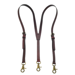 Genuine leather bronze strap retro style suspenders