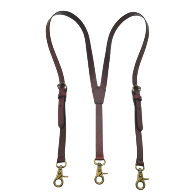 Genuine leather bronze strap retro style suspenders