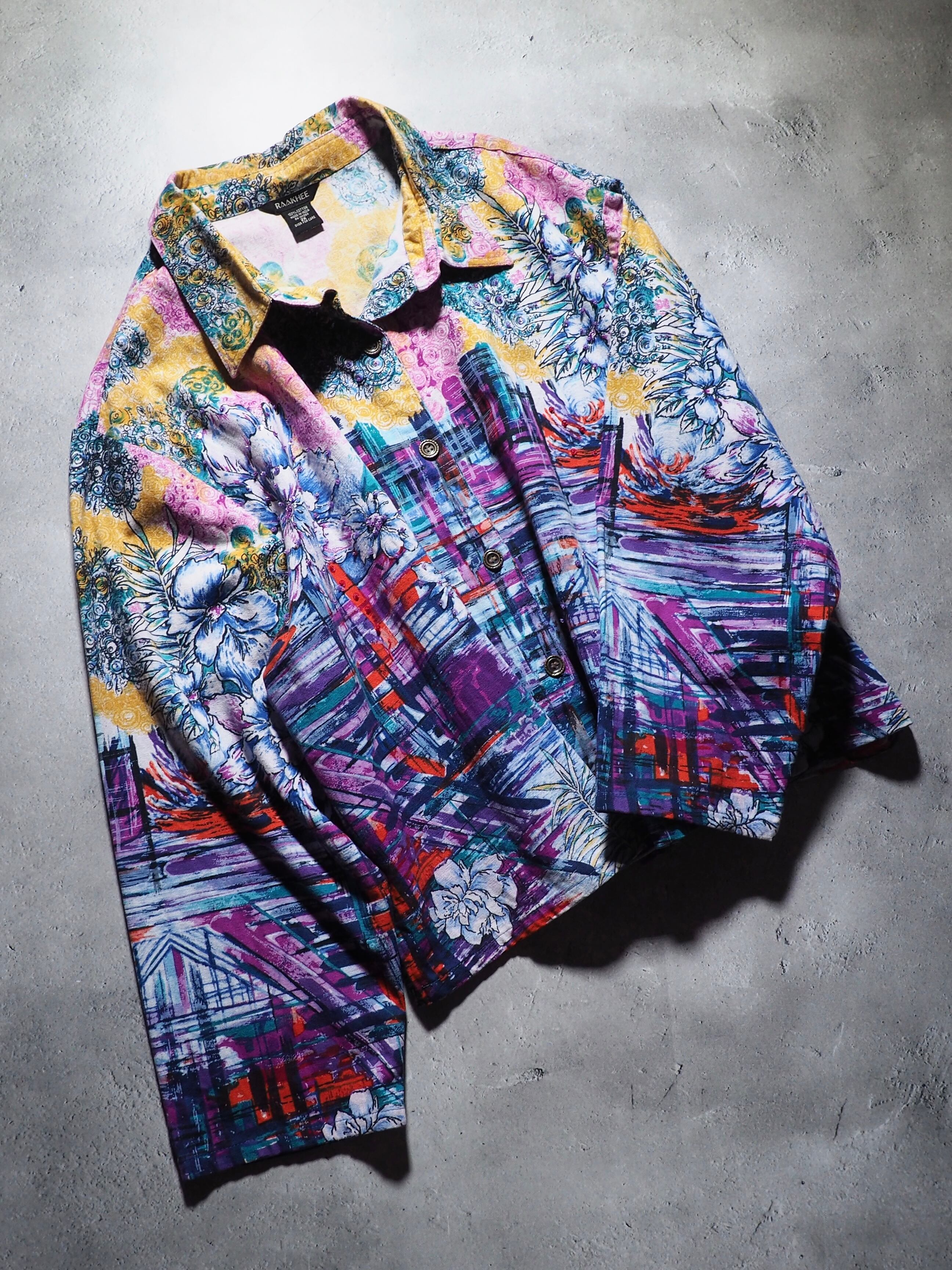 Beautiful Botanical Flower hand painted vintage loose jacket