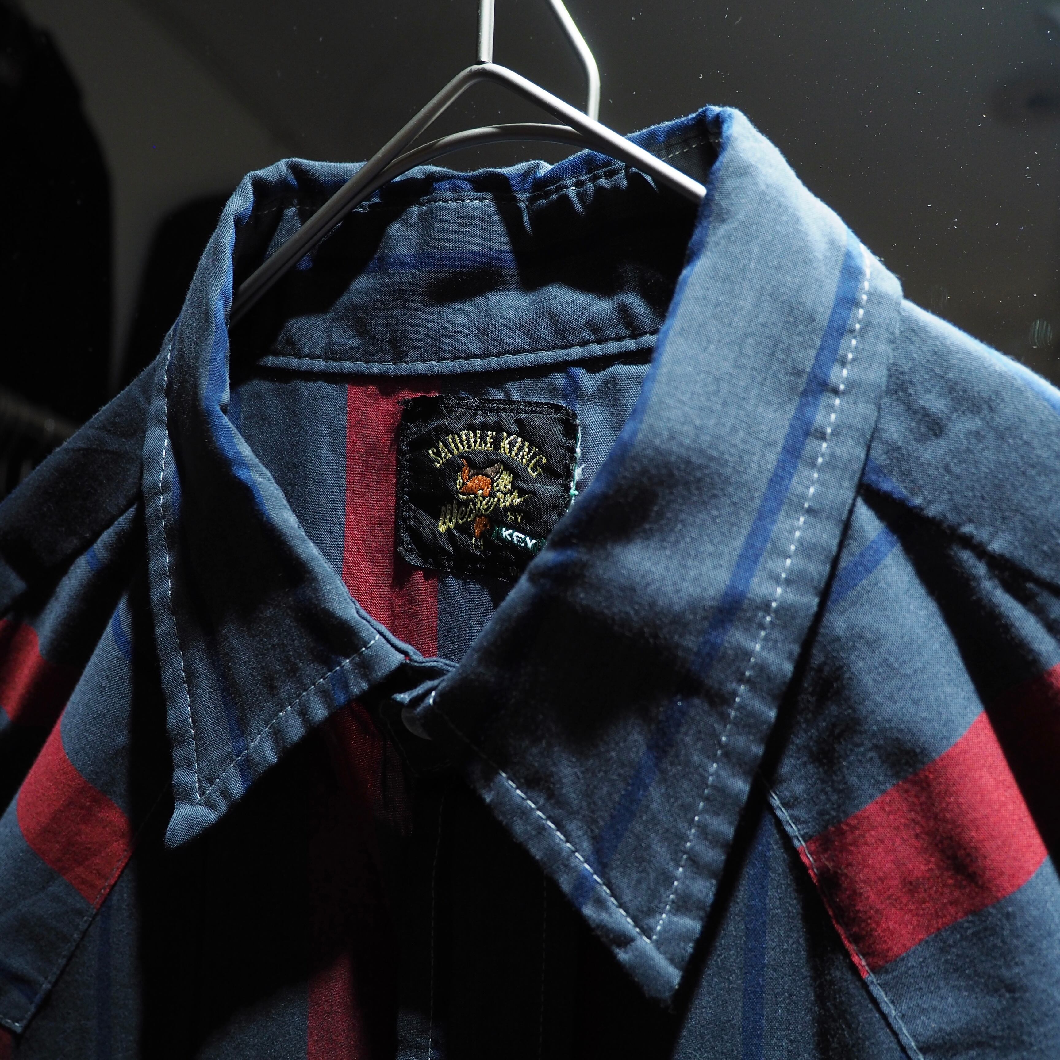 1980s Dark stripe pattern vintage loose western shirt