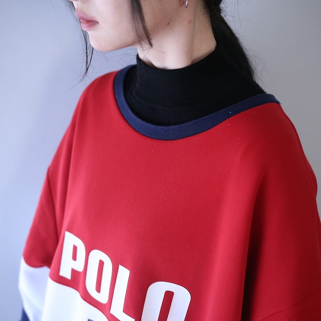 "POLO RALPH  LAUREN" XXXXL super over silhouette 3-tone sweatshirt