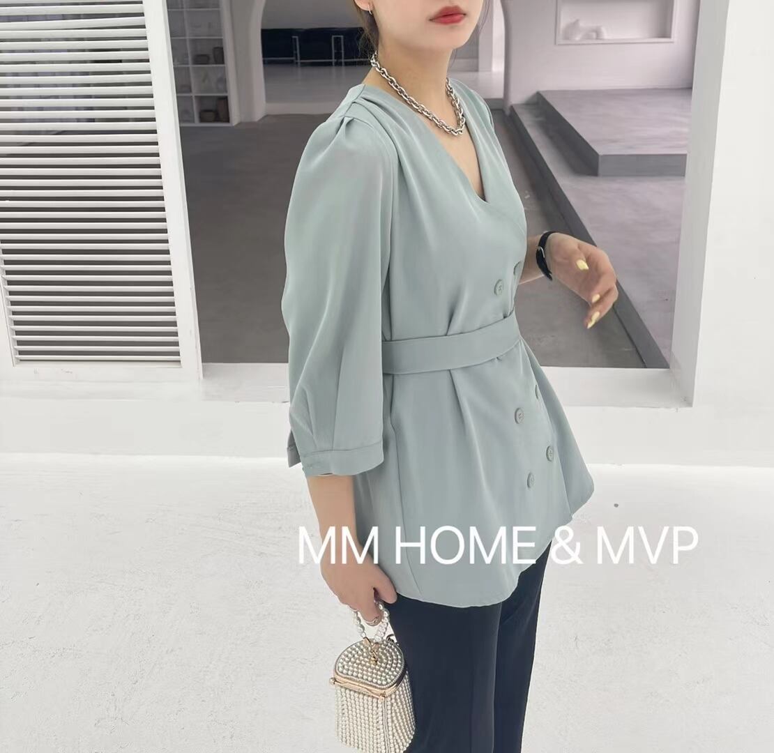 ノーカラー　ダブルジャケット　AJ42441-2022