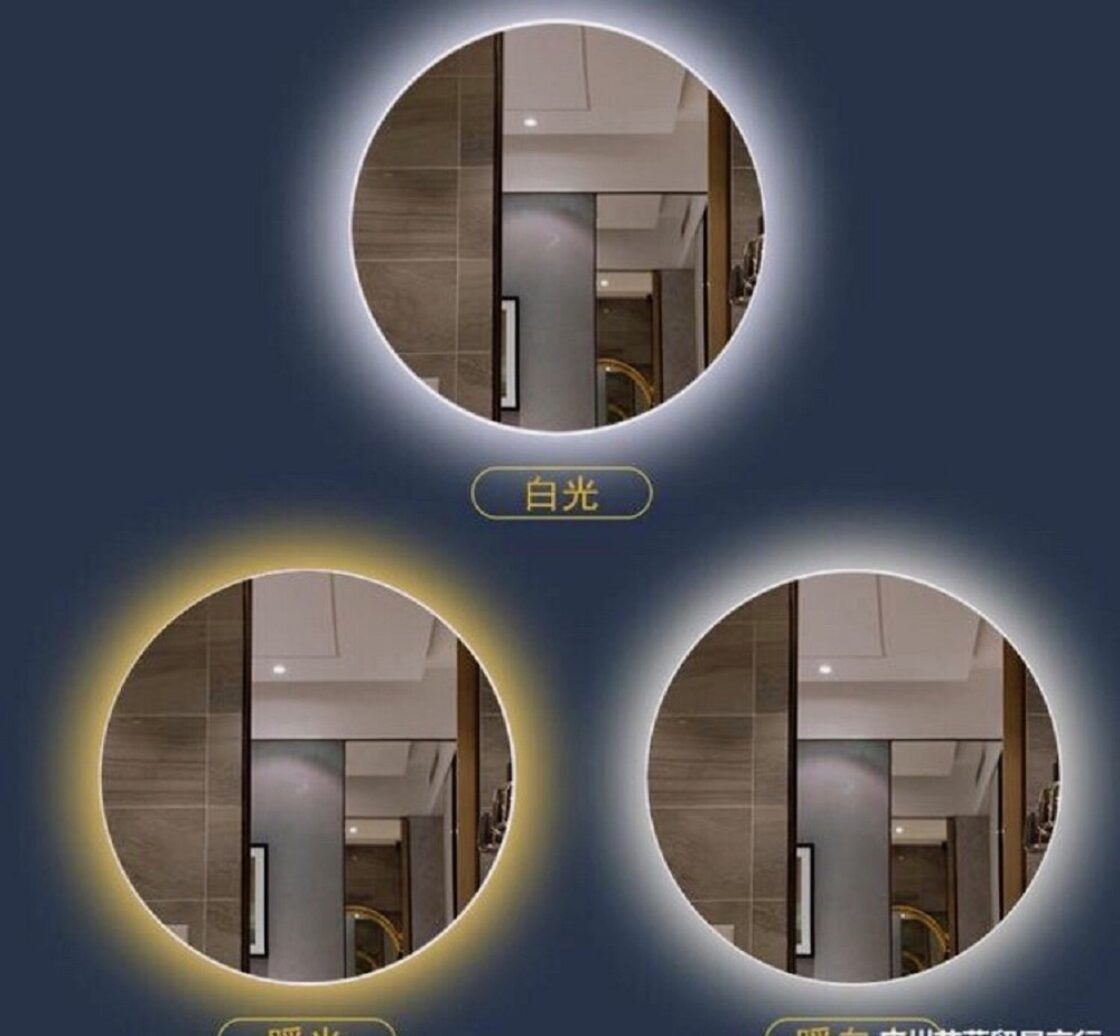 在庫限り】 LED 丸 高級 ホテル ミラー 丸型60cm ライト付き おしゃれ 