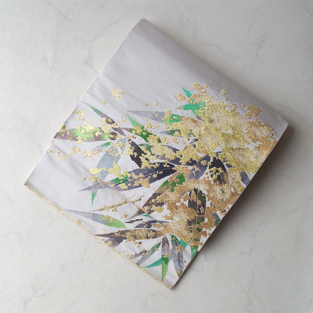 【特選ふくろ帯】三代目龍村光峯 彩綾小笹文錦 本ふくろ帯