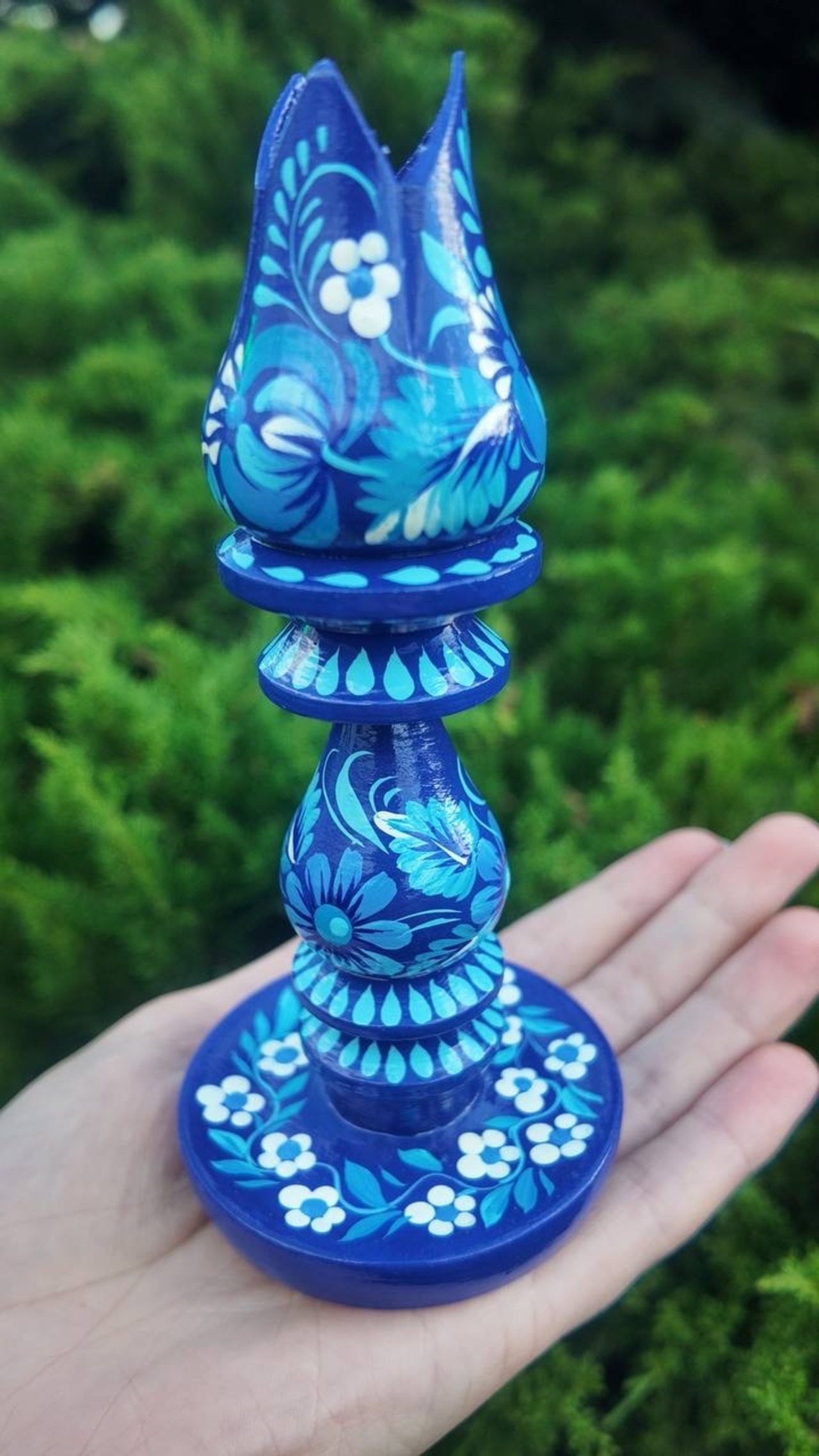 木製キャンドルホルダー　青（ティモシェンコ作） - 4