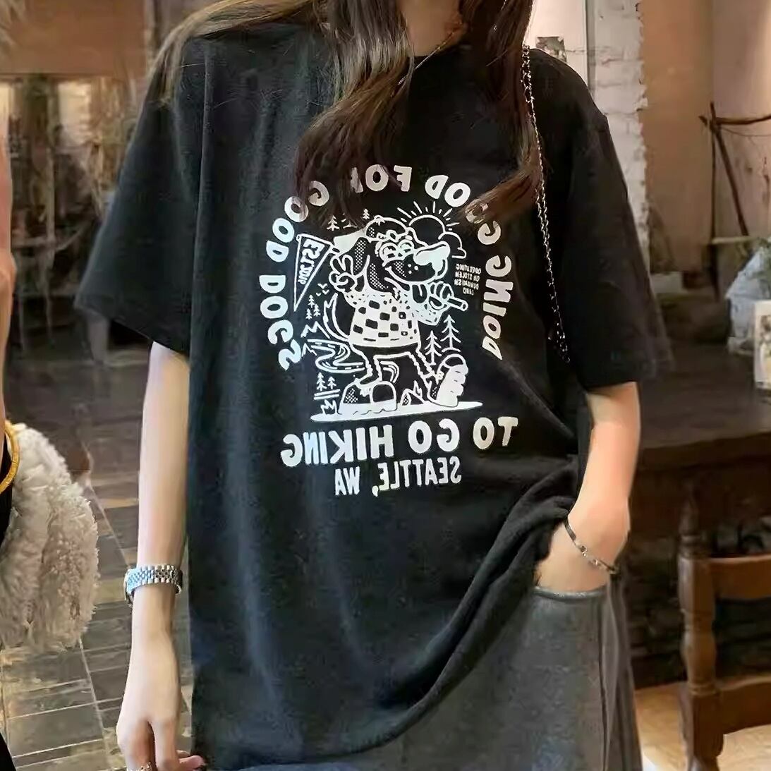 プリント 長袖 スタンダード Tシャツ 1color ATO0196