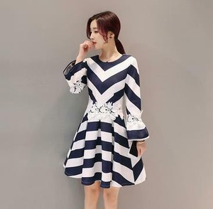 ★送料無料★13号☆ストライプのメッシュ地が魅力的なワンピース(OPN3187) 