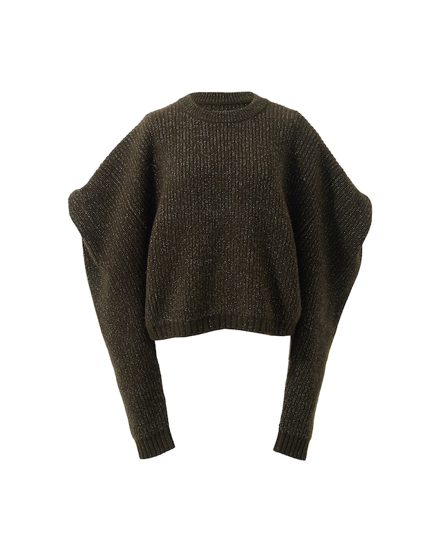 ポイントショルダーラメニット Serine　カーキ