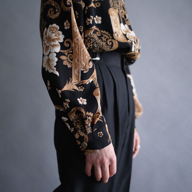 flower modern art pattern mao-collar loose shirt