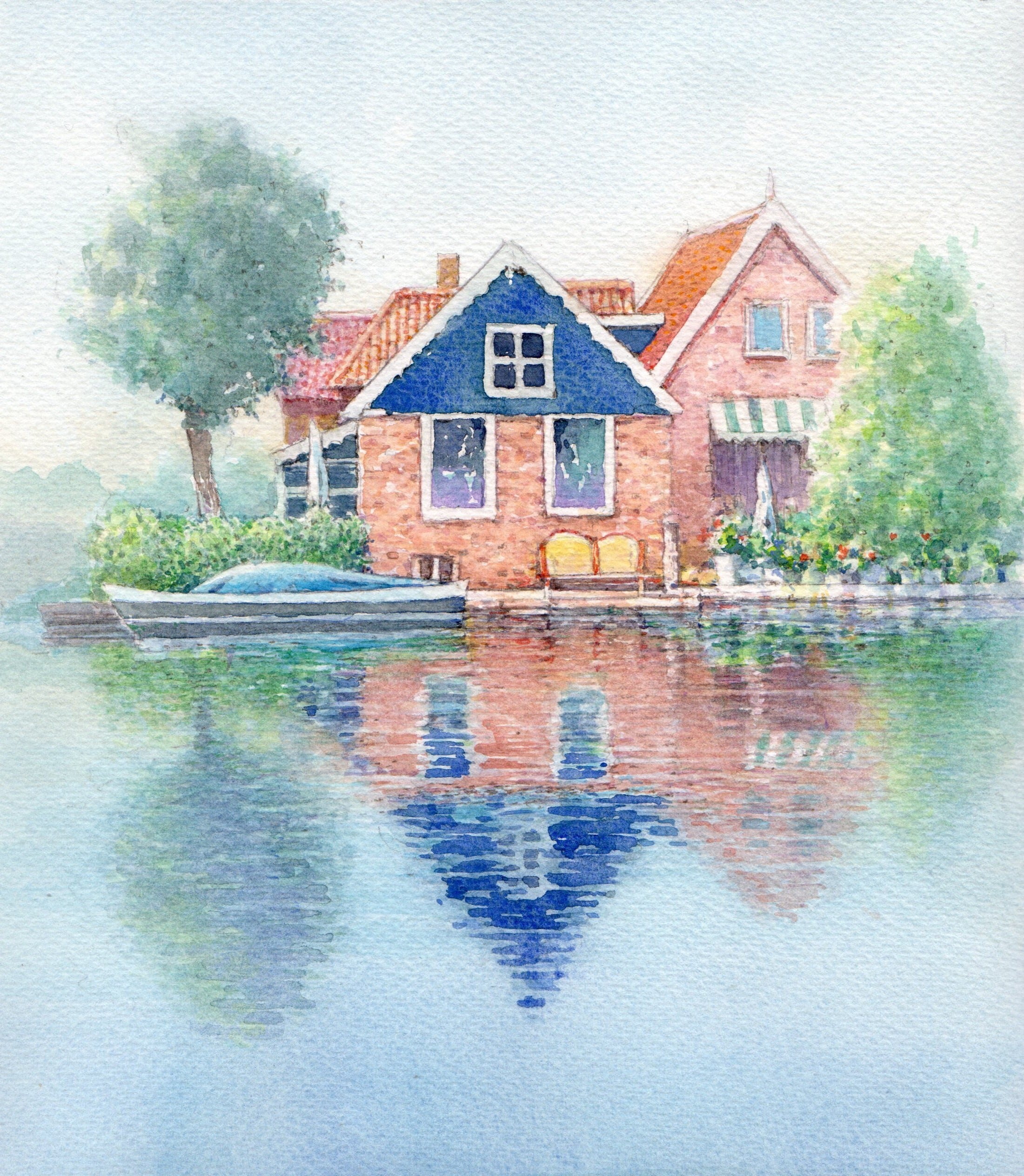 光の朝・ブルージュ | 福井良佑の水彩画 Store