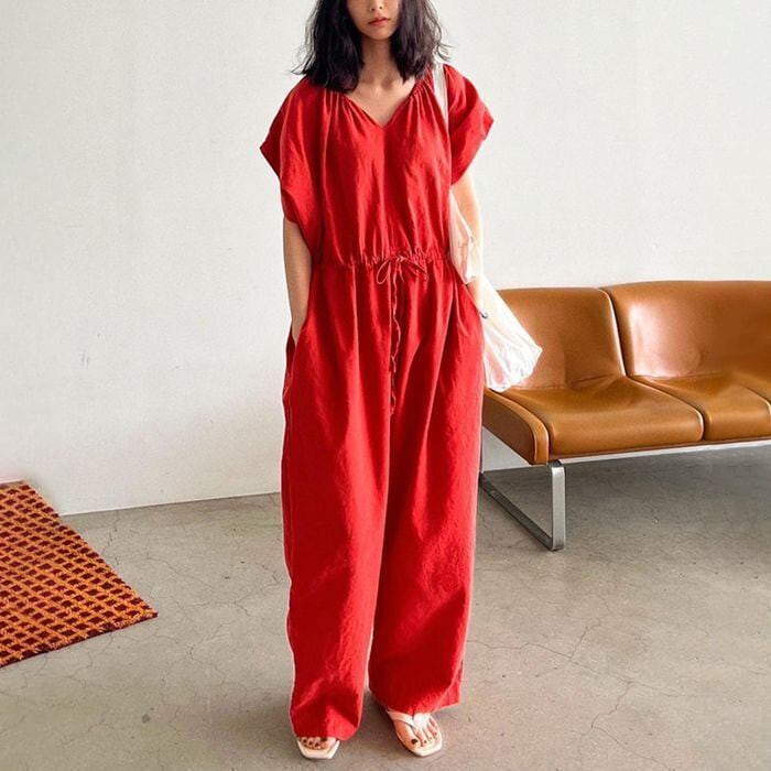 v-neck drawstring jumpsuit 14600