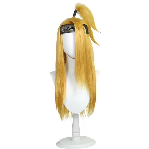 コスプレ耐熱ウィッグ ゴールド ロング ちょんまげ ウィッグ ★NARUTO/デイダラ 等 ★受注品★