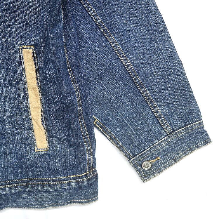 古着 ROCA WEAR デニムジャケット カバーオール 襟スウェード 表記：XL