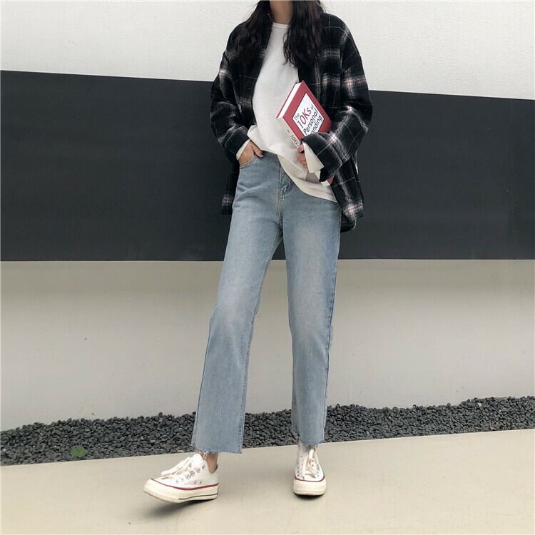 ダメージ風 カジュアル デニムパンツ Gパン トレンド 春物 おすすめ 今季トレンド パンツ ストレート デニム ジーンズ
