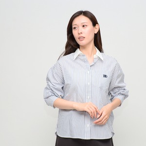 【洗練クレリック】 ストライプ刺繍立体シャツ ‐ LEI-2654 オフ×ブルー ‐