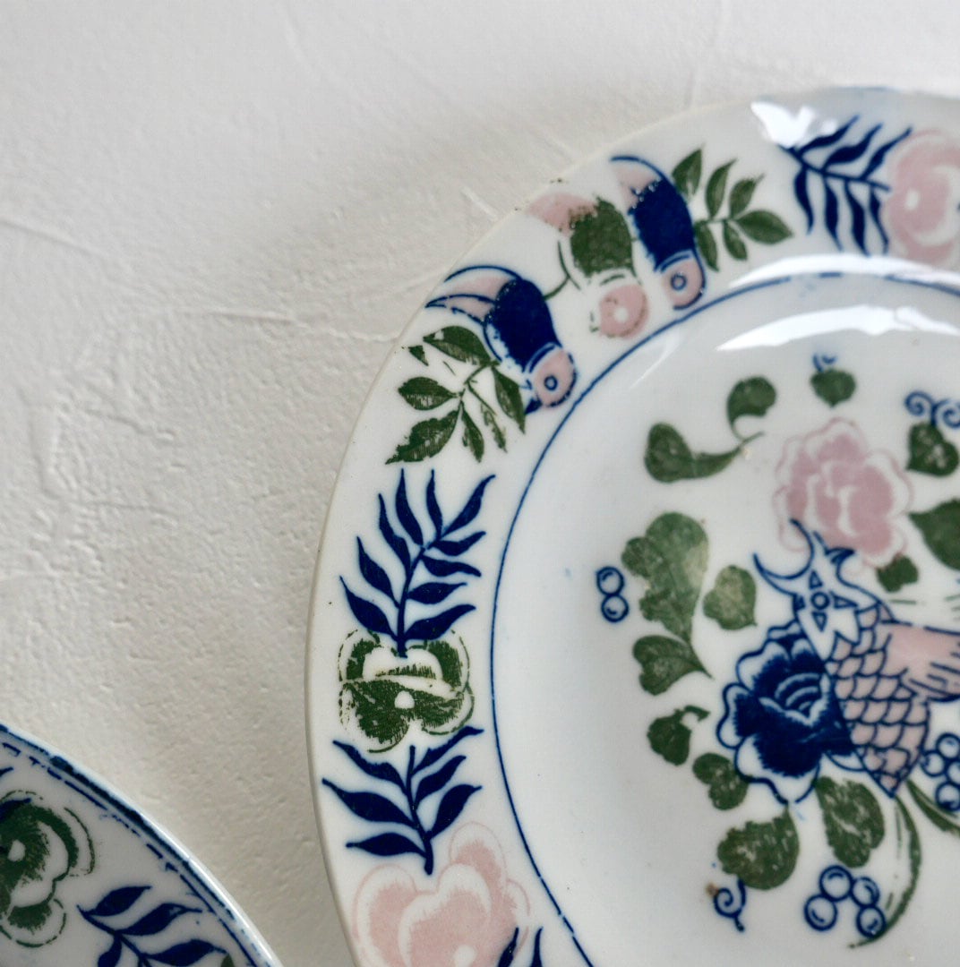 30208】 印判皿 鳥(1枚）/ 大正 / Inban (Stamp) Plate/ Taisho Era