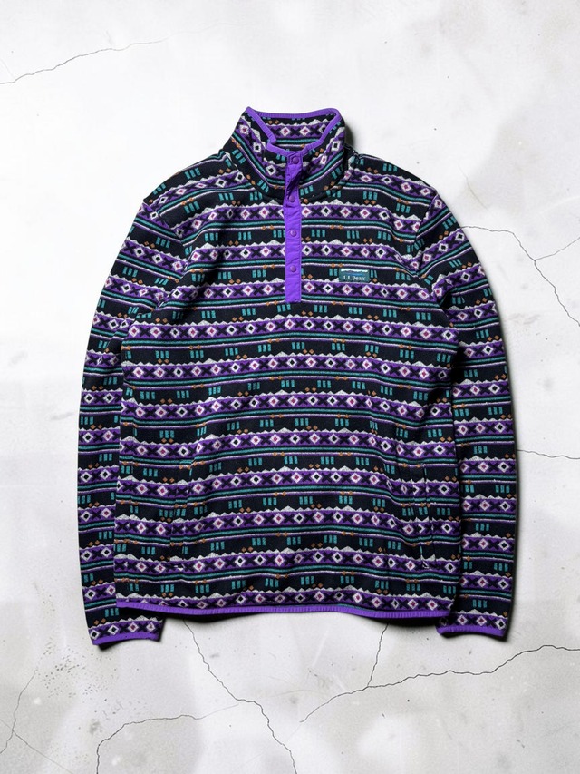 L.L. Bean Half Zip Pullover Fleece Jacket Beige × Navy