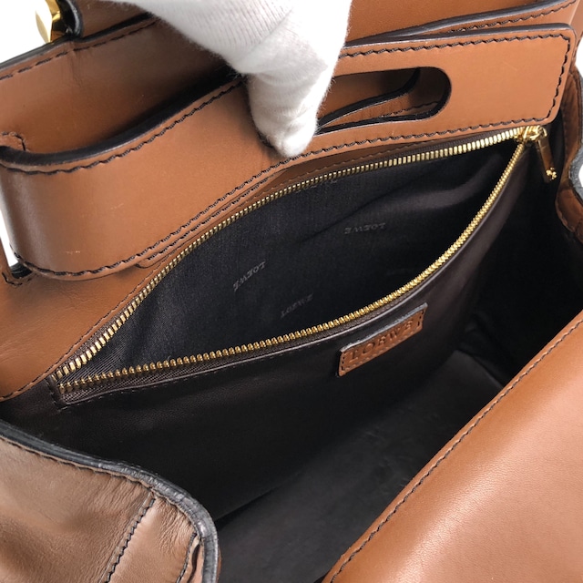 LOEWE ロエベ ハンドバッグ ブラウン ターンロック レザー vintage ヴィンテージ オールド u4bec7