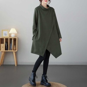 SOLID OFF TURTLE NECK A-LINE MINI TUNIC TOP 2colors M-16057