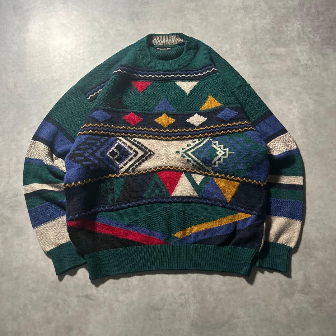 ヴィンテージ ユーロ ノルディック柄 模様 レトロ デザイン ニット セーター