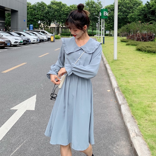 薄手ドレス スタイルスプリングオータムカラーウェスト ロング 大人ガーリー スウィート キュート カジュアル 春物 秋物 YY-ファッション18185962493