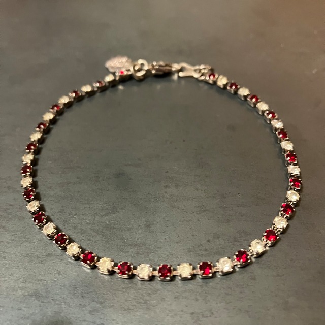 SILVER925 RED STONE DESIGN BRACELET/シルバー/ブレスレット 