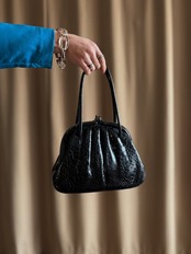 crocodile embossed leather hand bag-5189-3