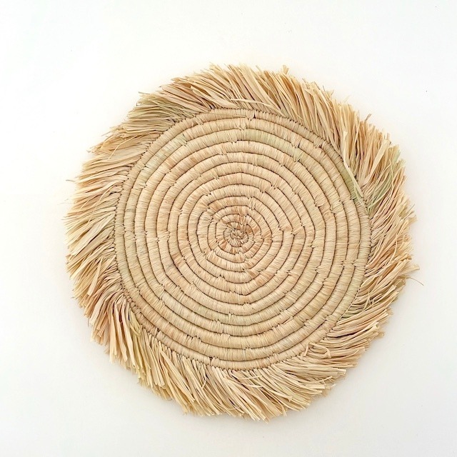 Raffia fringe pot mat  ラフィアフリンジポットマット