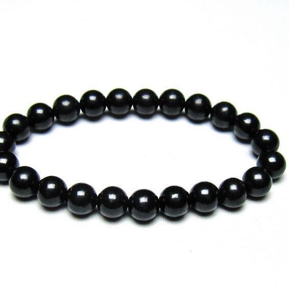 シュンガイト ブレスレット 8mm 一点物 メール便可 111-49682