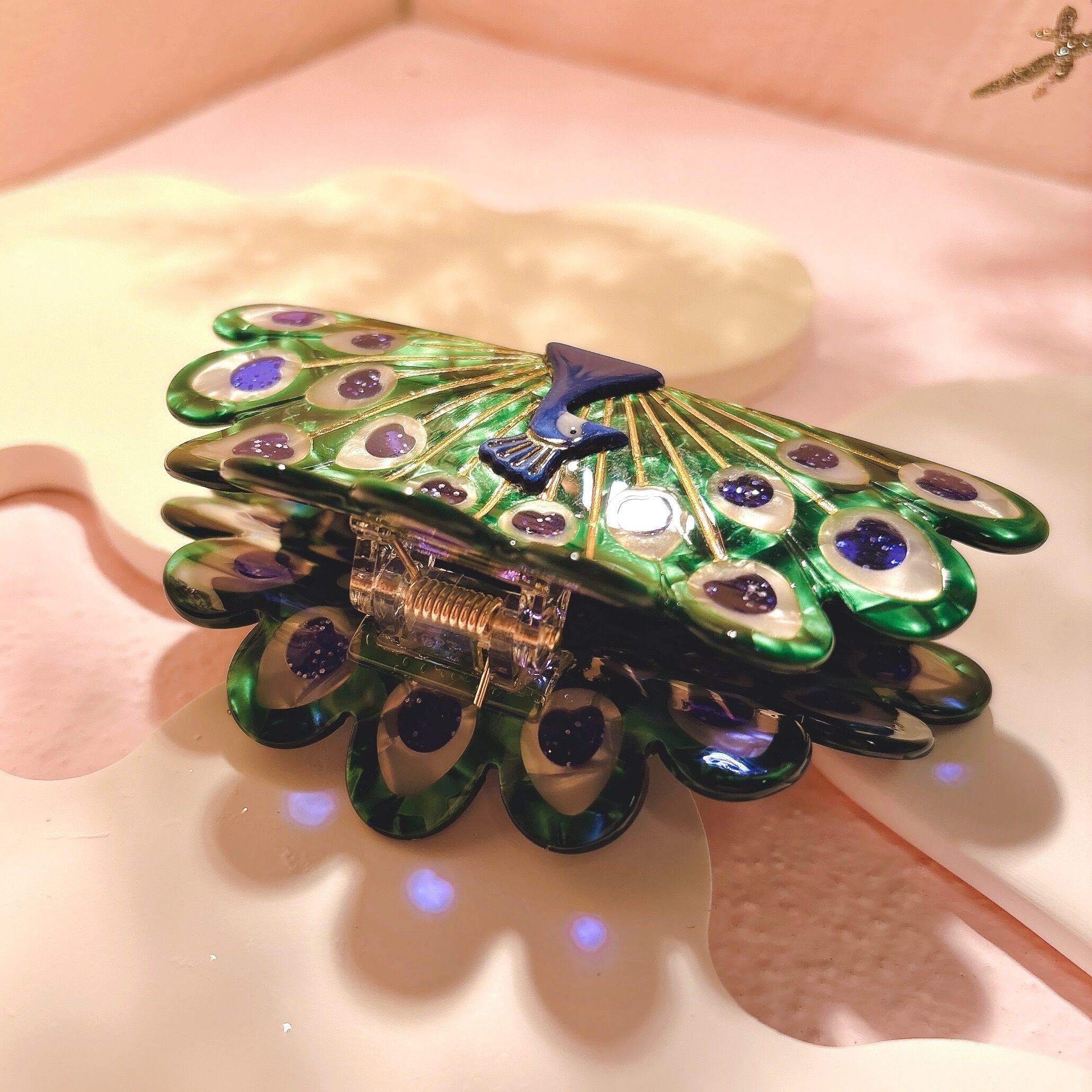 美しい孔雀 ヘアクリップ | 動物や生き物のヘアアクセサリー屋さん