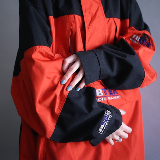 "Eddie Bauer EBTEK " red × black  over silhouette nylon anorak