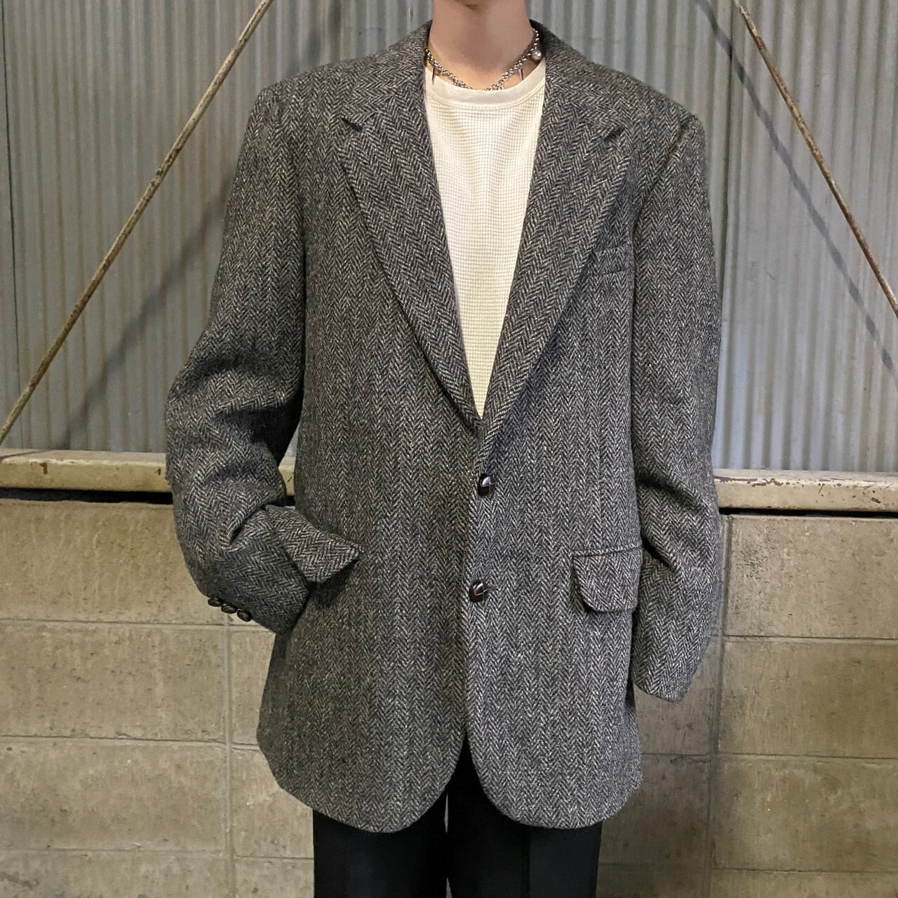 80〜90年代 HARRIS TWEED ハリスツイード ウールテーラードジャケット ヘリンボーン メンズM相当 古着 80s 90s ビンテージ  ヴィンテージ 【ブルゾン・ジャケット】【cs2212-10a】 | cave 古着屋【公式】古着通販サイト