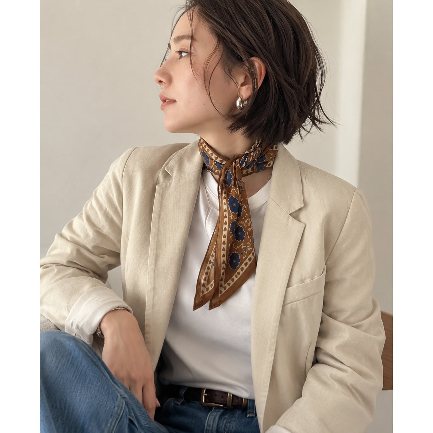 botanical slim scarf k-0106