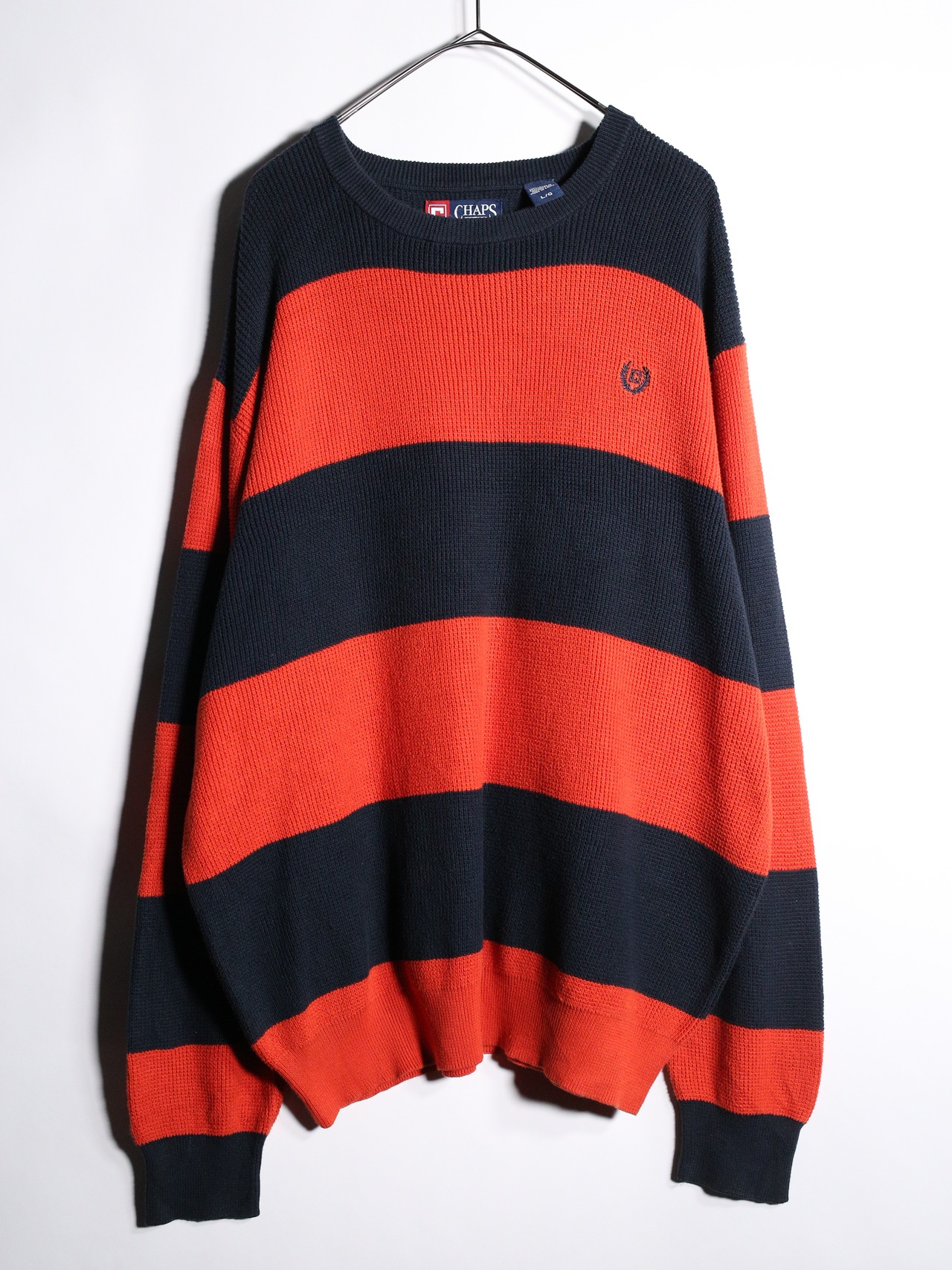 "CHAPS" orange × black good coloring cotton knit - 7