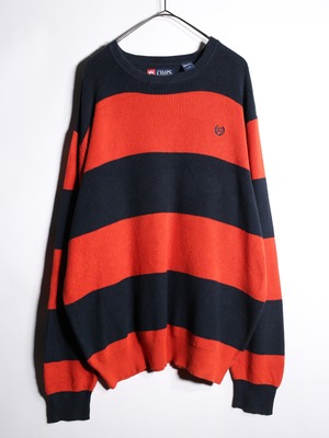 "CHAPS" orange × black good coloring cotton knit
