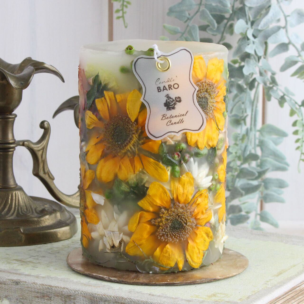 B218 ひまわりのガーデンボタニカルキャンドル Candle Baro