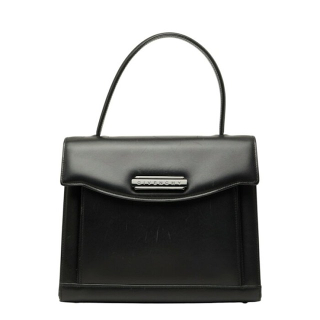 ジバンシー ロゴ ハンドバッグ ブラック レザー レディース Givenchy 【中古】