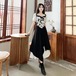 【新品】大きいサイズ モノトーン花柄ロングワンピース 4L半袖春夏秋レディース