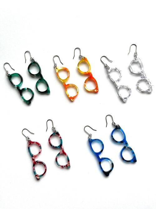 めがねピアス・イヤリング大　★ボストン型【メガネ産地福井～メガネ素材で作ったアクセサリー】