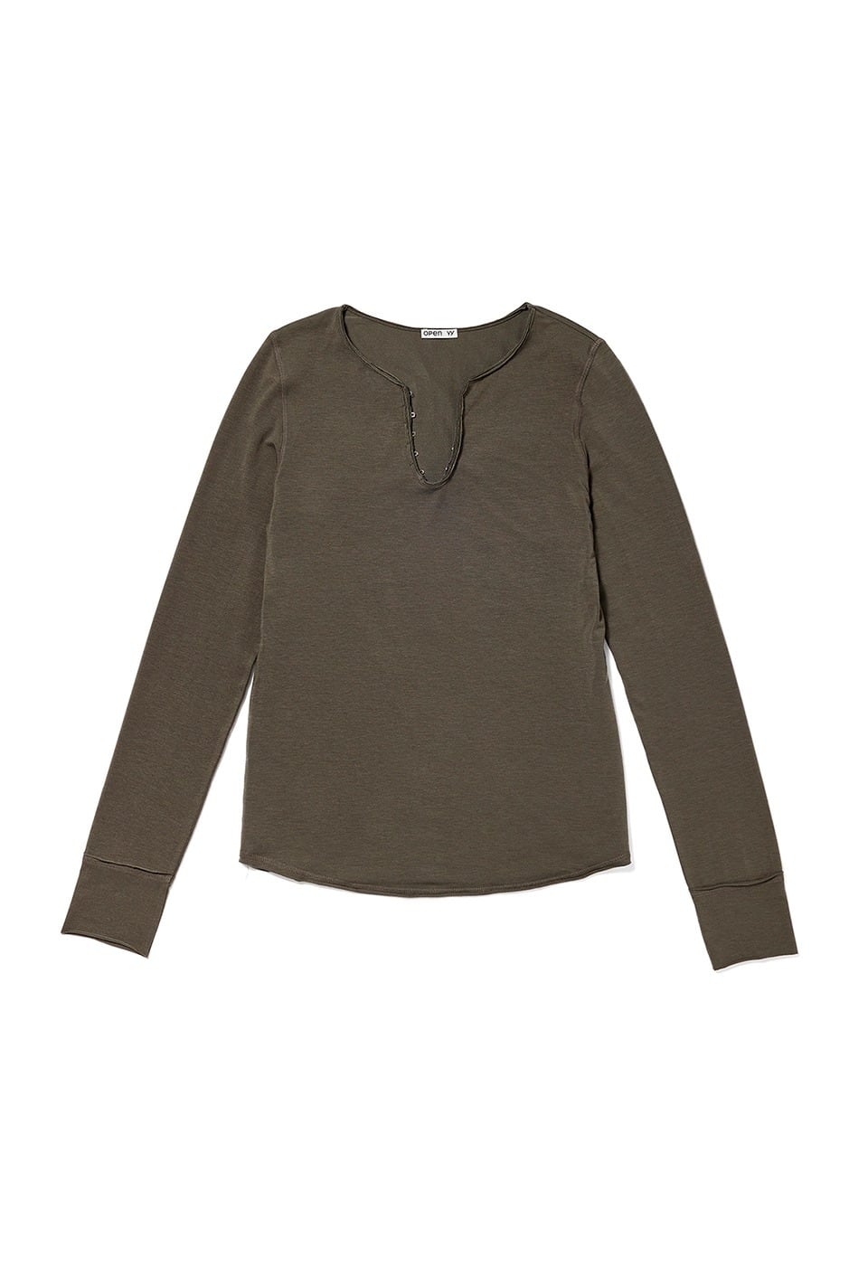 OPEN YY] HOOK HENLEY LONG SLEEVE, CHARCOAL 正規品 韓国ブランド