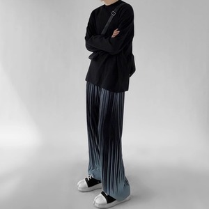 プリーツモードプリントストレートパンツ　0643