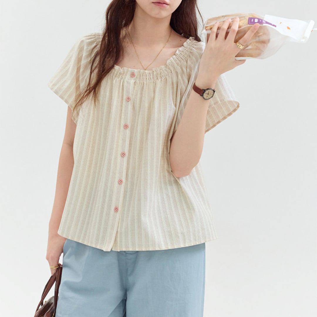shirred cotton blouse