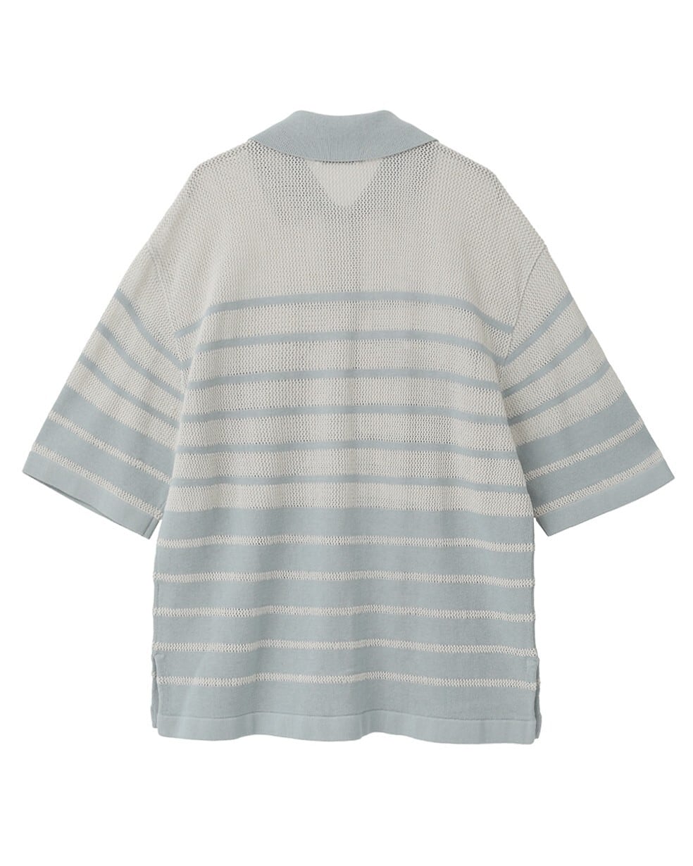 CLANE(クラネ) HALF SLEEVE OVER KNIT SHIRT SAX | サウスオレンジ