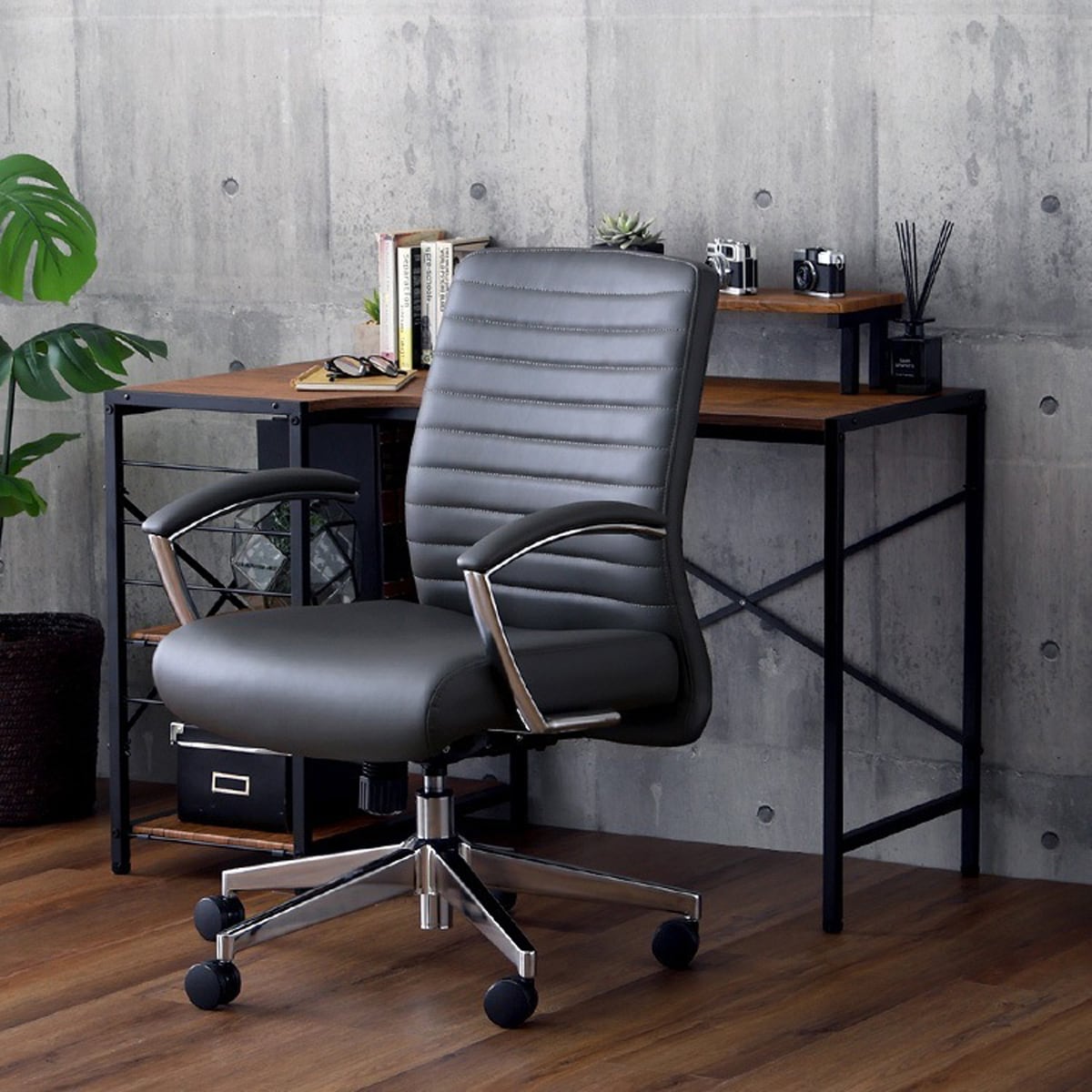 レザー調 ヴィンテージデスクチェア2点セット【Granst×Lubbock】