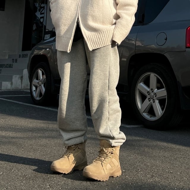 予約販売】ブーツ メンズ スエード ベージュ 靴 ハイカット レース